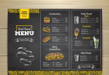 menukaart fastfood